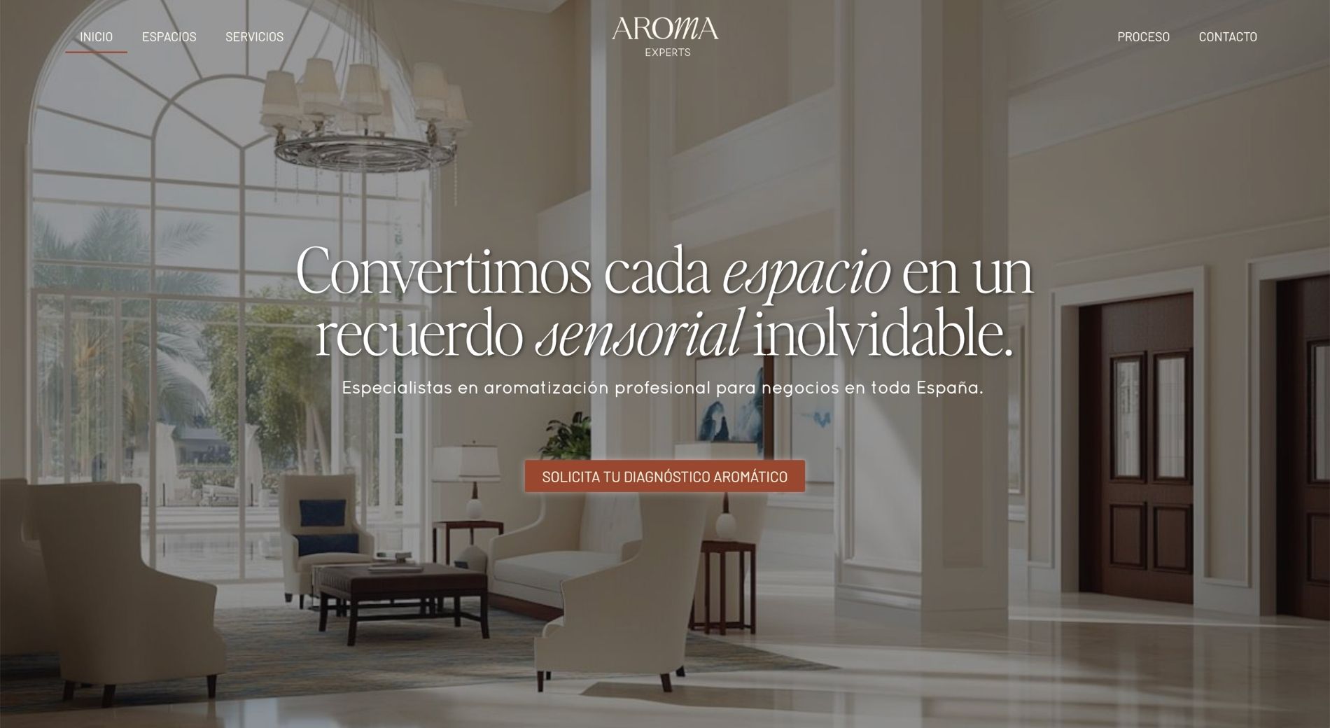 Home de la web de Aroma Experts diseñada por A-ESTUDIO